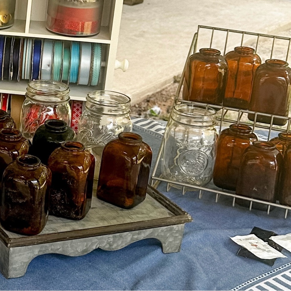 Vintage Amber Glass Jars